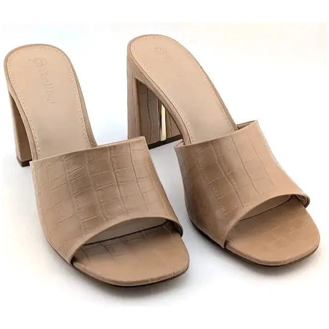 The Drop Womens Pattie High Block-Heeled Mule Sandal Size 7.5 Gold New The Drop