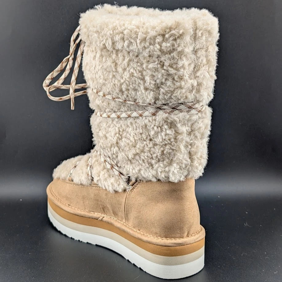 NEW Madden Girl Hop-In Tan Fab Women's Boots Tan Shearling Sizes 5 -6.5 Only SoleComfort.shoes