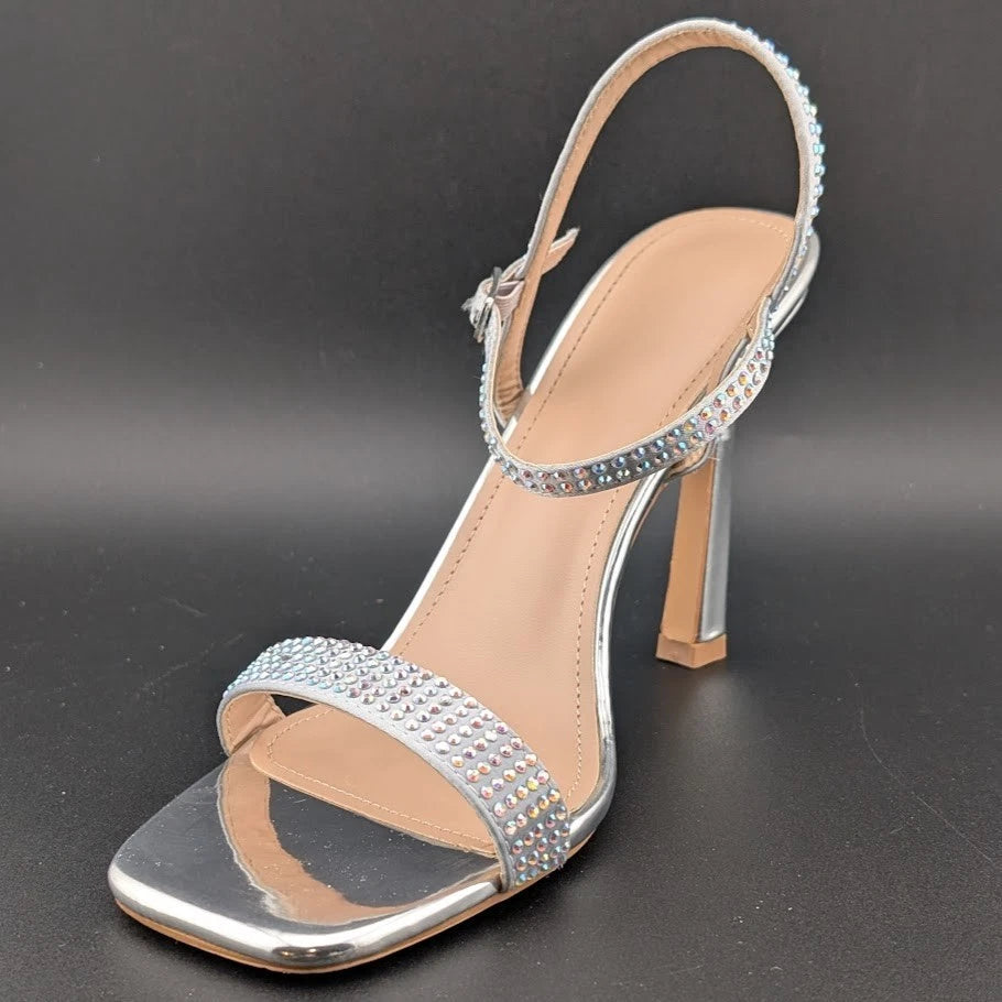 Women's Size 8.5 Stiletto High Heels Square Open Toe Sandal w/ Ankle Strap-Sexy! SoleComfort.shoes