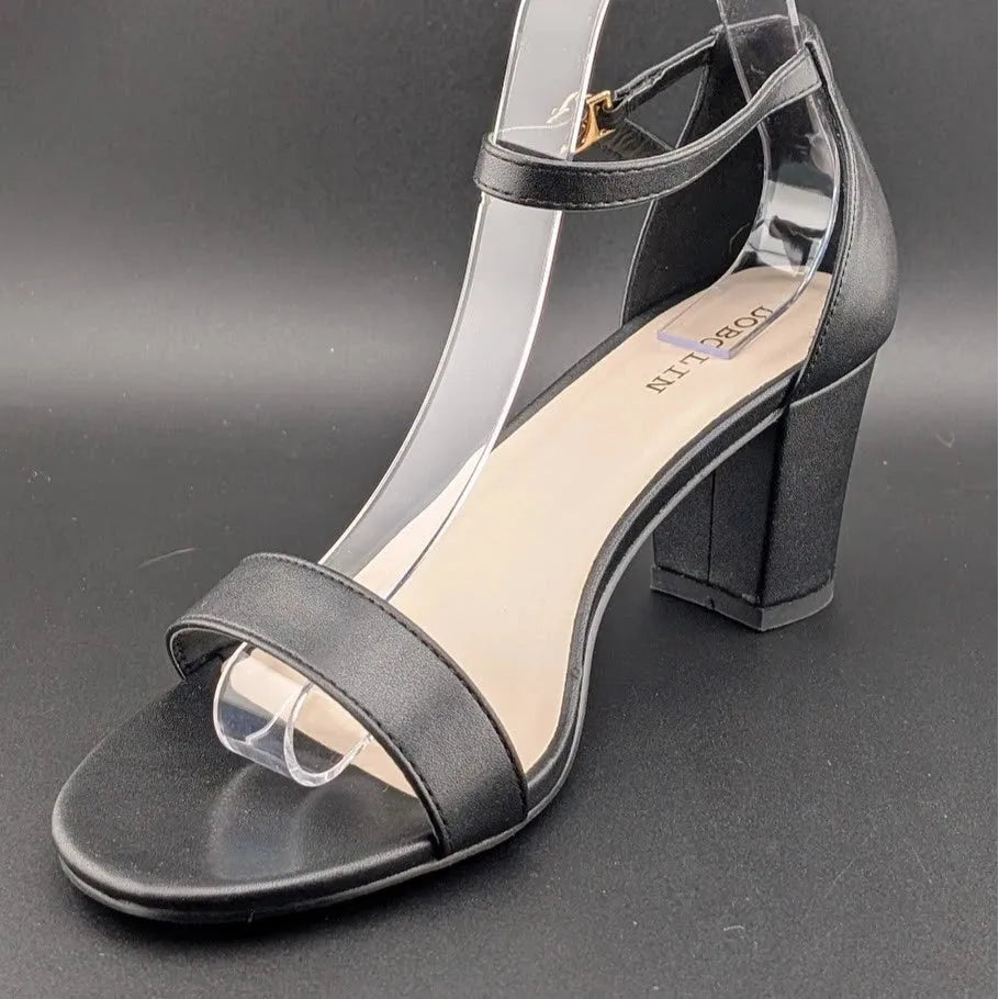 Women’s 8.5W Chunky 2.5" Heeled Sandals Round Open Toe Ankle Strap Dress Shoes SoleComfort.shoes