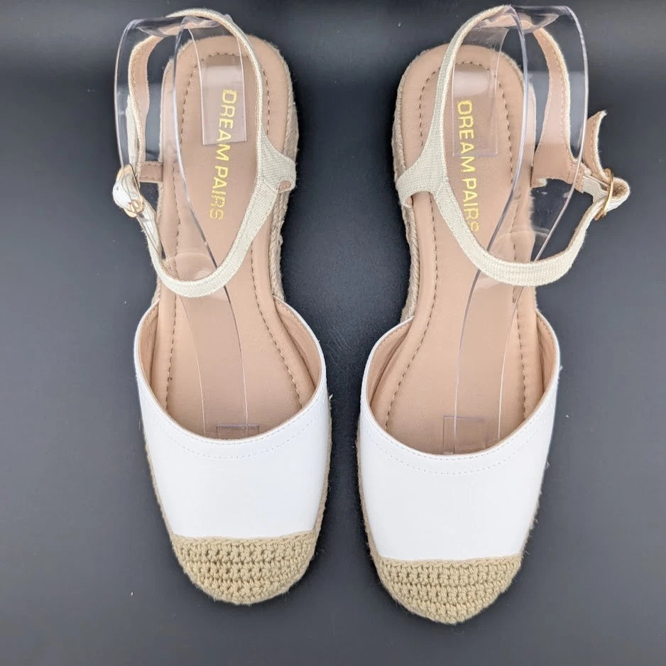 Dream Pairs Size 8 Women Espadrille Wedge Sandals Ankle Strap w/ Bkl Closed Toe SoleComfort.shoes