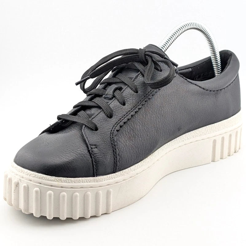 Clarks Women's Size 10W Mayhill Platform Walking Shoe in Black Leather Clarks
