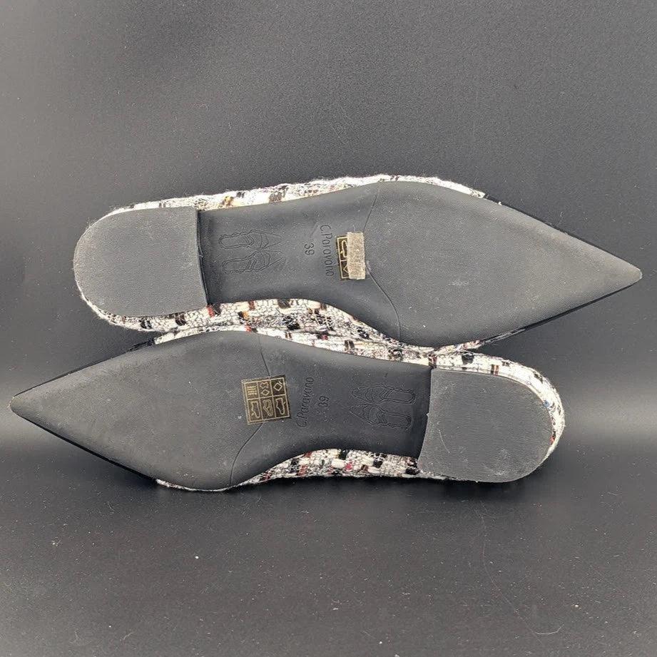 C. Paravano Camellia Purple Tweed Flats Women’s 8.0 EU 39 Pointed Toe Ballet SoleComfort.shoes