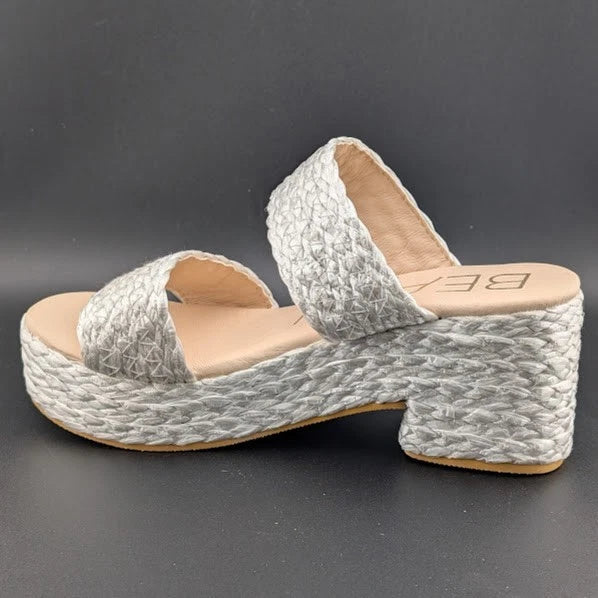 Womens Beach By Matisse Sz 9 Ocean Ave Platform Sandal Braided Raffia Block Heel Matisse