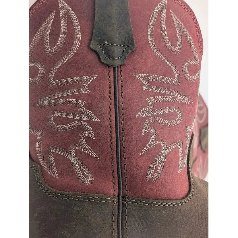 Hytest Women's US Size 6.5 Safety Steel Toe Brown/Red Cowgirl Work Boots K17122 Hytest Women's Work Boots Hytest