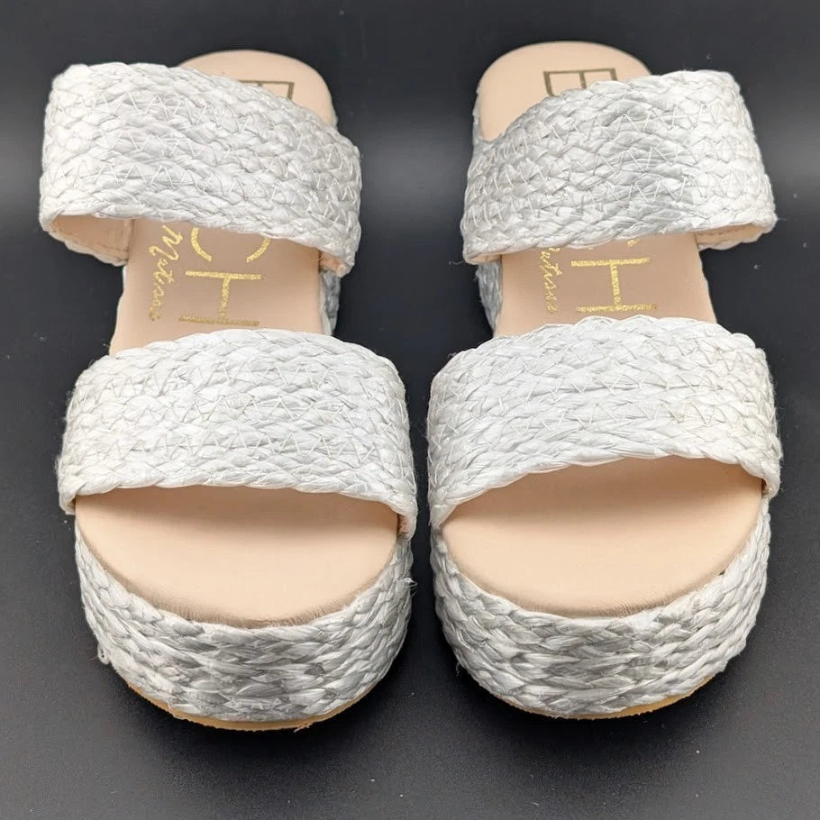 Womens Beach By Matisse Sz 9 Ocean Ave Platform Sandal Braided Raffia Block Heel Matisse
