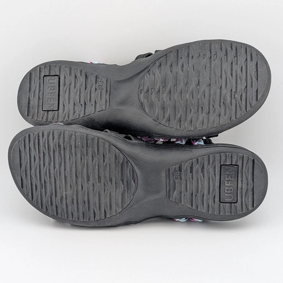 DUINN Size 38 (US 7-7.5) Wos Hiking Sport Walk Sandal Adjustable Straps Black SoleComfort.shoes