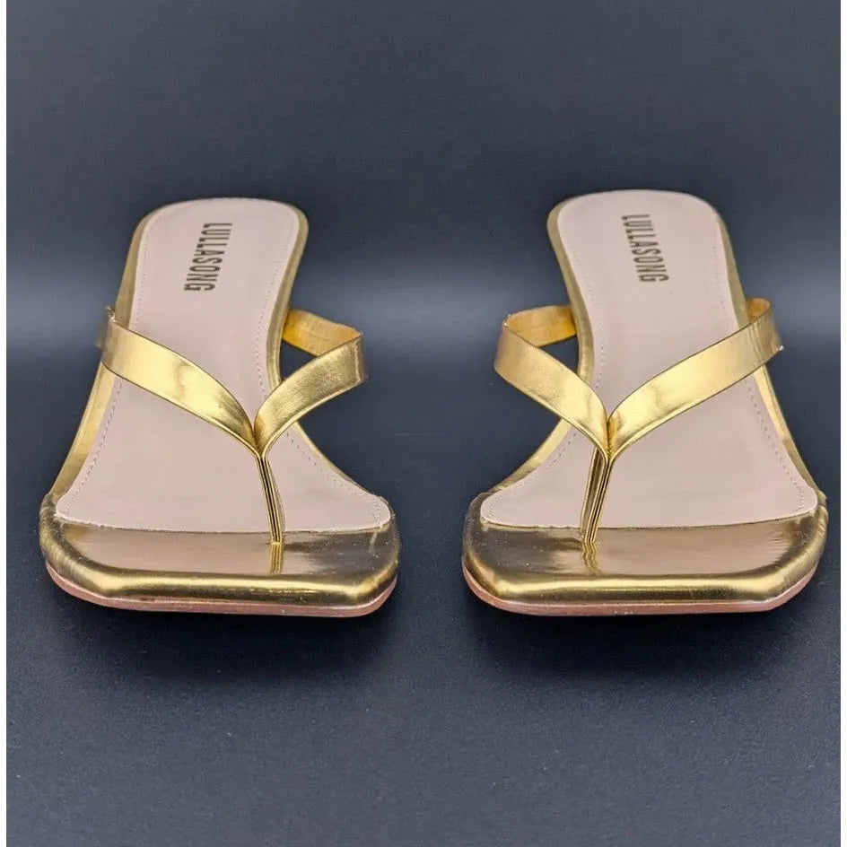 Women Flip Flop Low Kitten Heel Sandals Square Open Toe Thong Sandals Generic