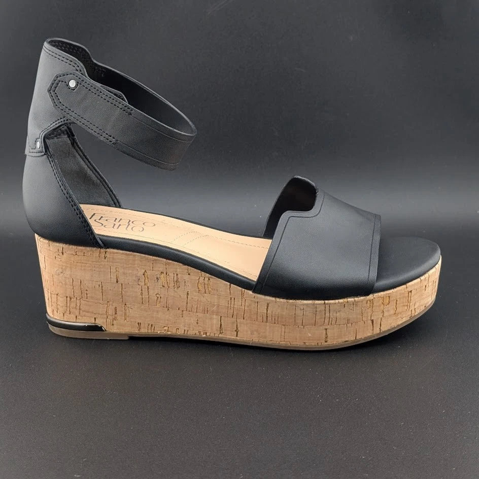 Franco Sarto Perfecto Faux Leather Platform Cork Wedge Sandal Women's 6.5 Franco Sarto
