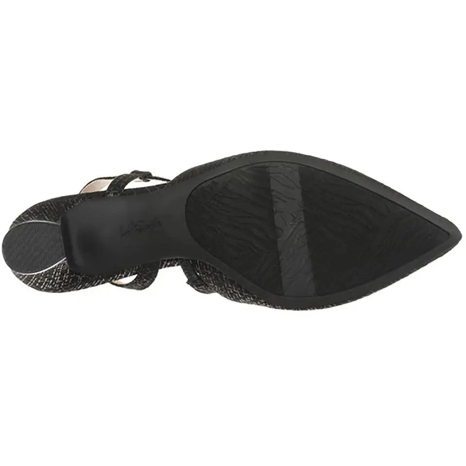 LifeStride Womens Size 7M "Minimalist" Black Slingback Heels Gunmetal Life Stride