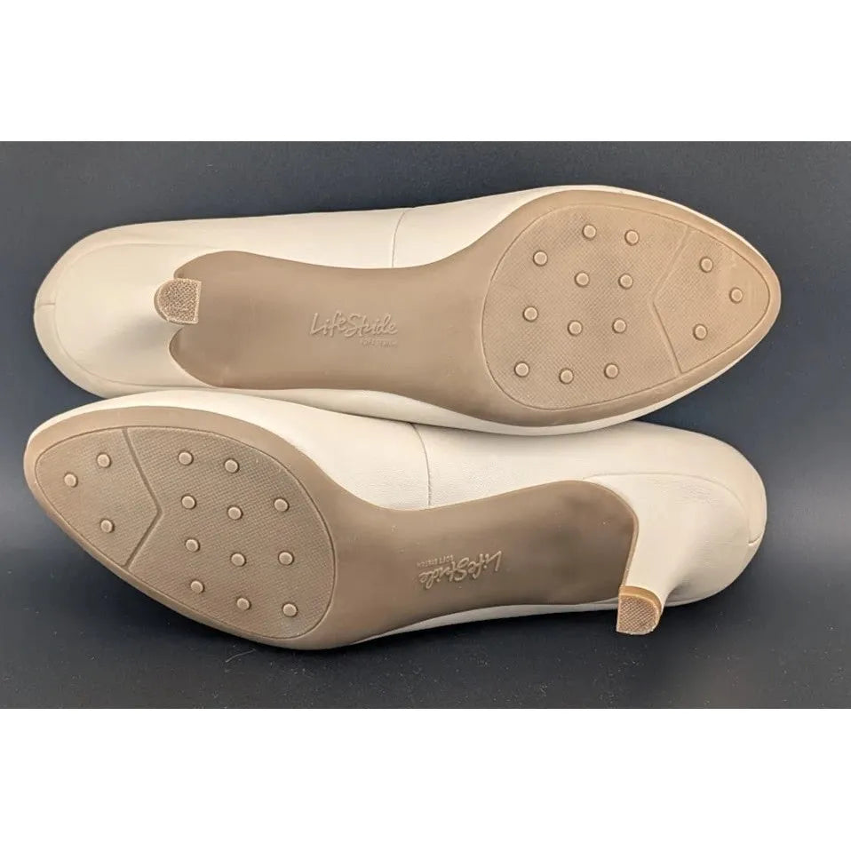 Life Stride 9.5M Parigi Bone Pumps 2.5" Heels Classic Comfortable Dress Shoes SoleComfort.shoes