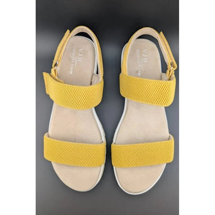 VJH Comfort Women's Size 10 Yellow Strappy Casual Platform Sandals -Memory Foam SoleComfort.shoes