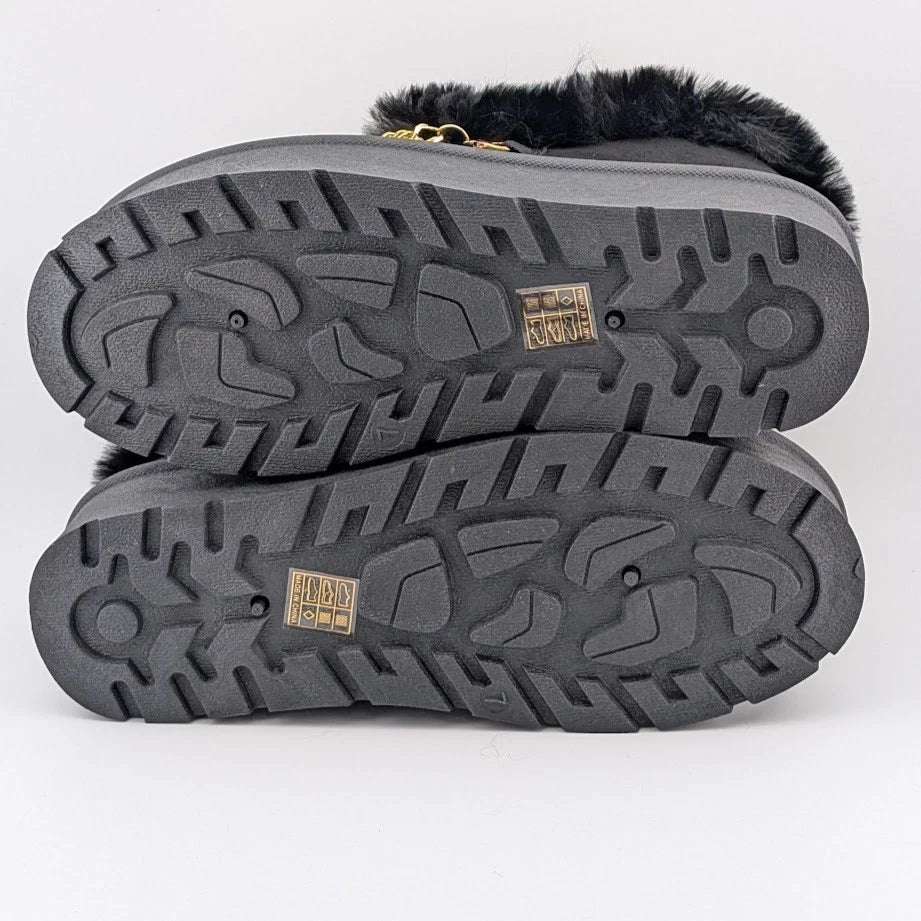 Carlkarida Size 7 Black Faux Fur Textile Suede Booties w/ Charm Bracelet JW2006 SoleComfort.shoes