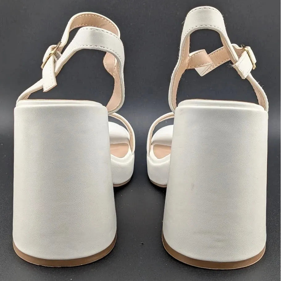 Women Sz 8.5 Block Chunky Platform High Heels Open Toe GISELLE Fashion Sandals SoleComfort.shoes