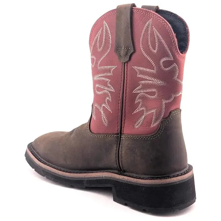 Hytest Women's US Size 6.5 Safety Steel Toe Brown/Red Cowgirl Work Boots K17122 Hytest Women's Work Boots Hytest