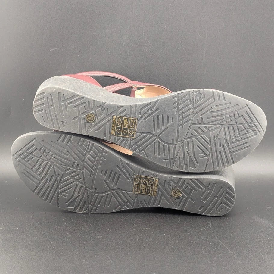 JOURNEE COLLECTION Size 6.5 TRAYLE Women's Wedge Heeled Sandals Ankle Strap SoleComfort.shoes