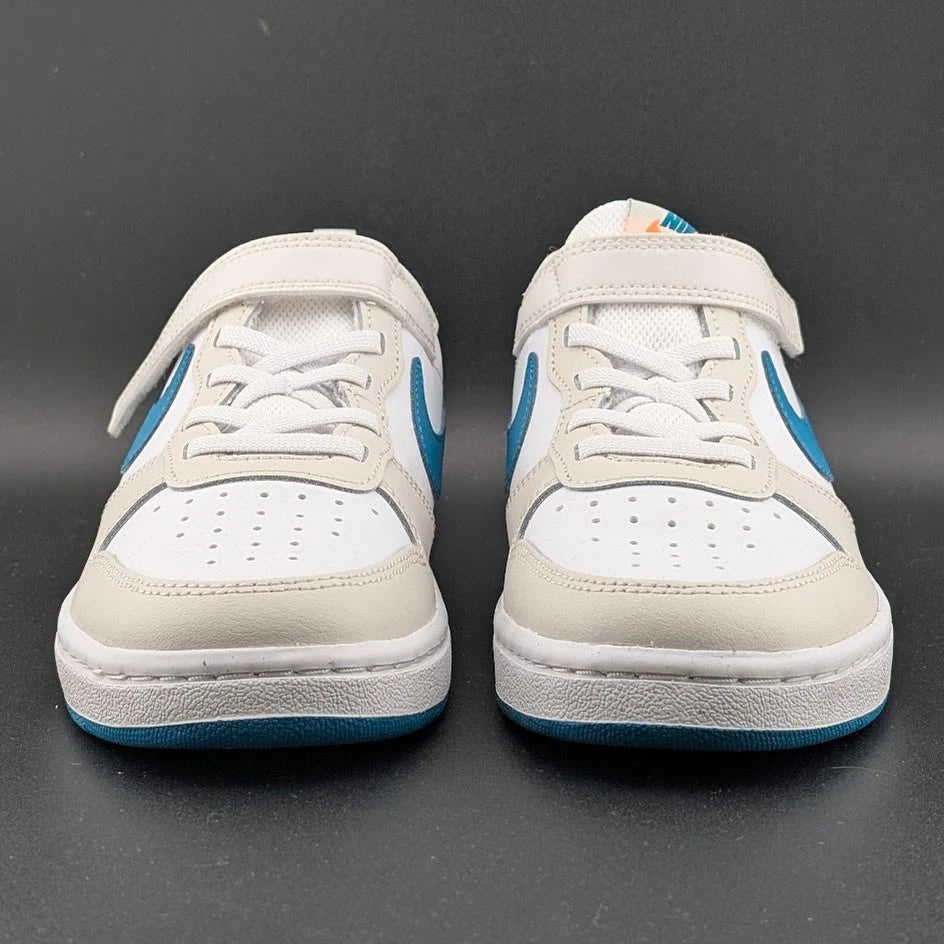 Nike Court Borough Low 2 (PSV) Size 3Y White/Turquoise/Orange Sneaker Shoes SoleComfort.shoes