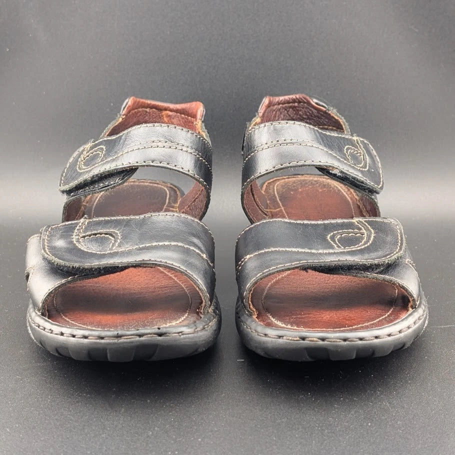 Josef Seibel Sandals Womens 38 Debra Slingback Strappy Black Leather Open Casual Josef Seibel