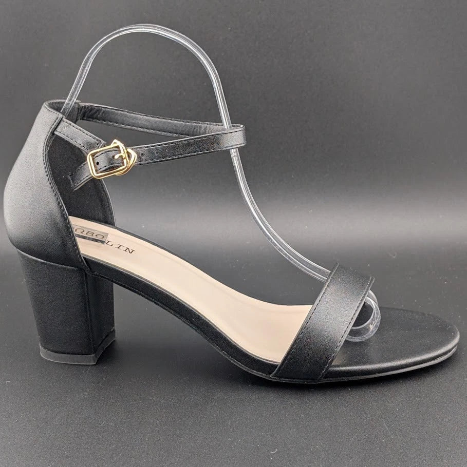Women’s 8.5W Chunky 2.5" Heeled Sandals Round Open Toe Ankle Strap Dress Shoes SoleComfort.shoes
