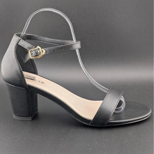 Women’s 8.5W Chunky 2.5" Heeled Sandals Round Open Toe Ankle Strap Dress Shoes SoleComfort.shoes