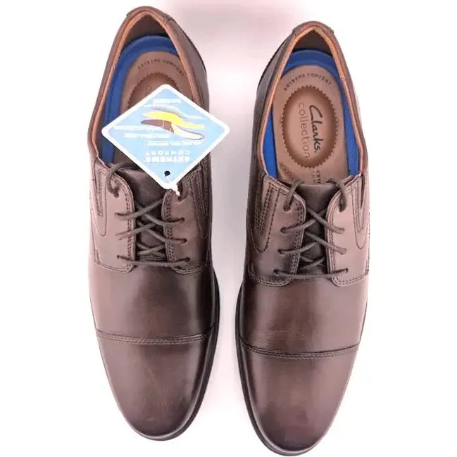 Clarks Mens Dress Shoes - Size 12M Mahogany Leather Whiddon Cap Oxford - SoleComfort.shoes