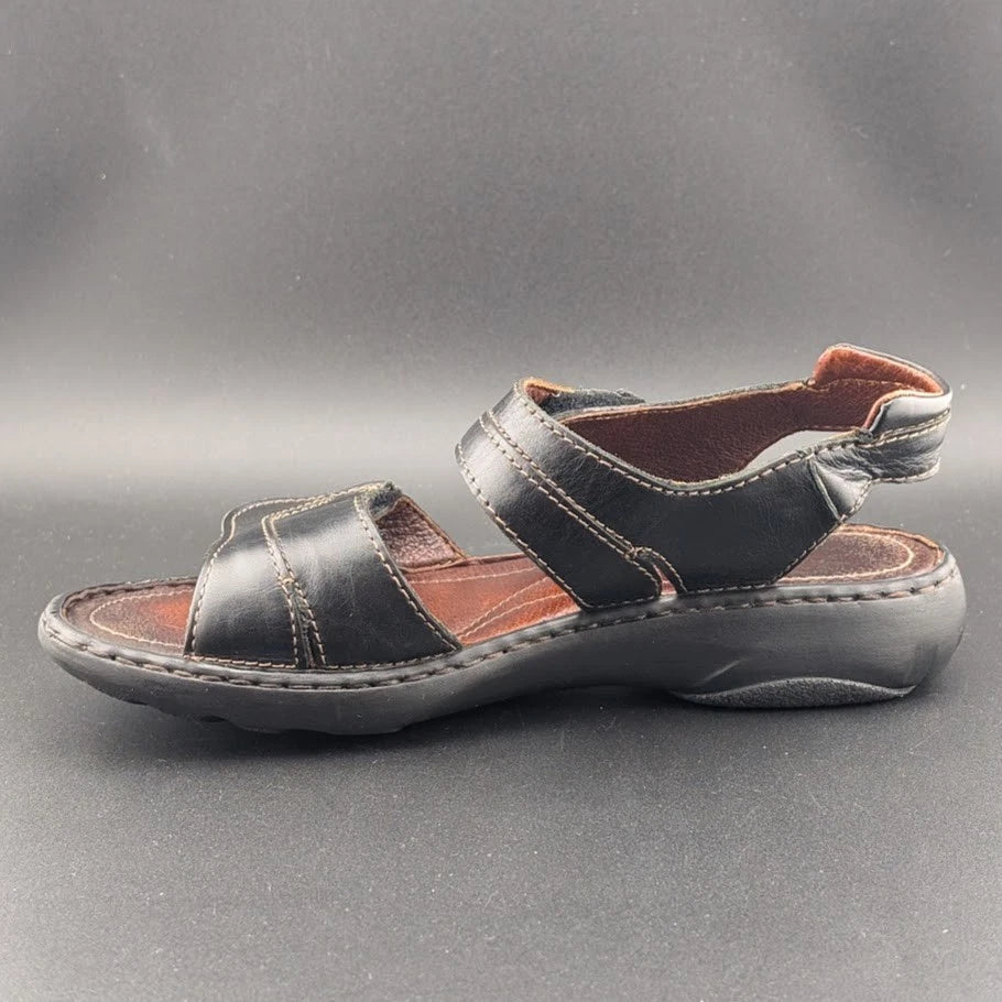 Josef Seibel Sandals Womens 38 Debra Slingback Strappy Black Leather Open Casual Josef Seibel