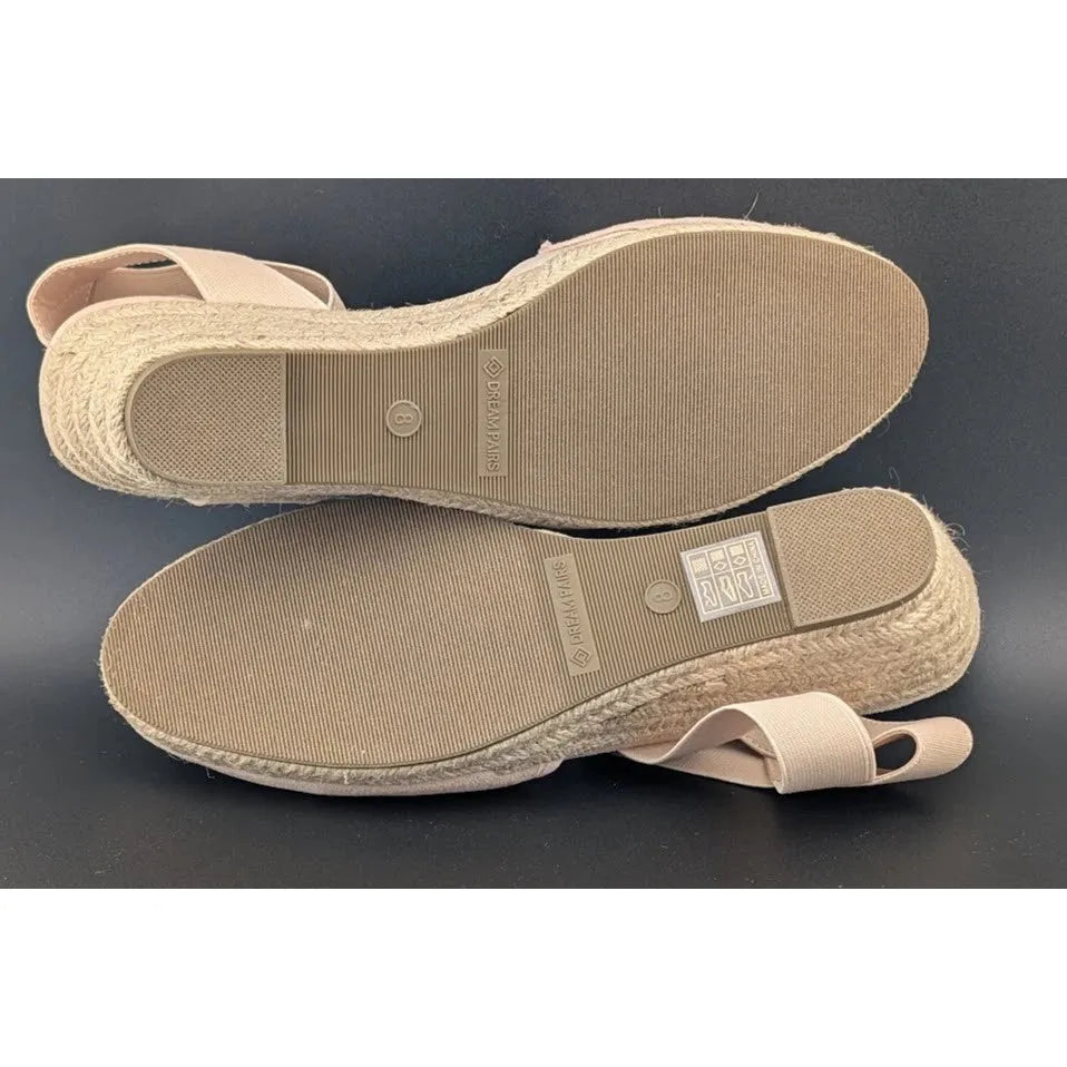 Dream Pairs Size 8 Women Espadrille Wedge Sandals Elastic Ankle Strap Closed Toe SoleComfort.shoes