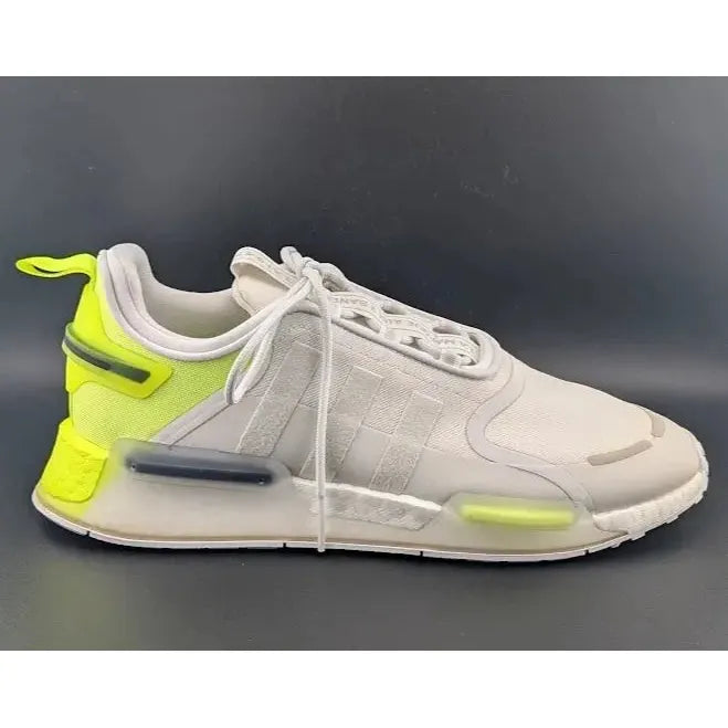 New w/ Defect adidas NMD_R1 V3 White Solar Yellow-HIGHLY REFLECTIVE Size 12 - SoleComfort.shoes