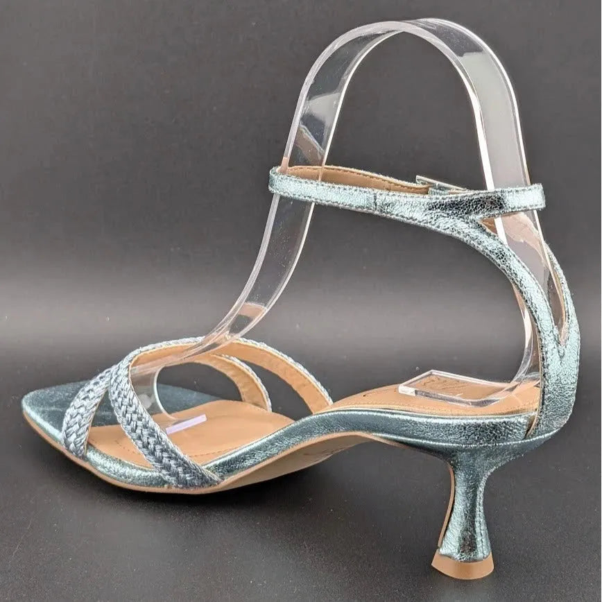 Jewel Badgley Mischka Size 6.5B Hayzel Metallic Kitten Heel Sandal NIB SoleComfort.shoes