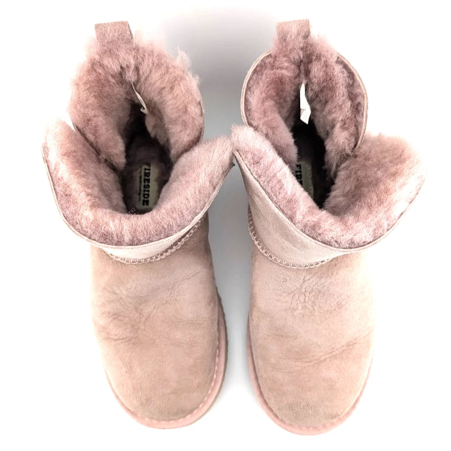 Fireside by Dearfoams Dusty Pink Size 10 Women’s Low Foldover Bootie WaterResist SoleComfort.shoes