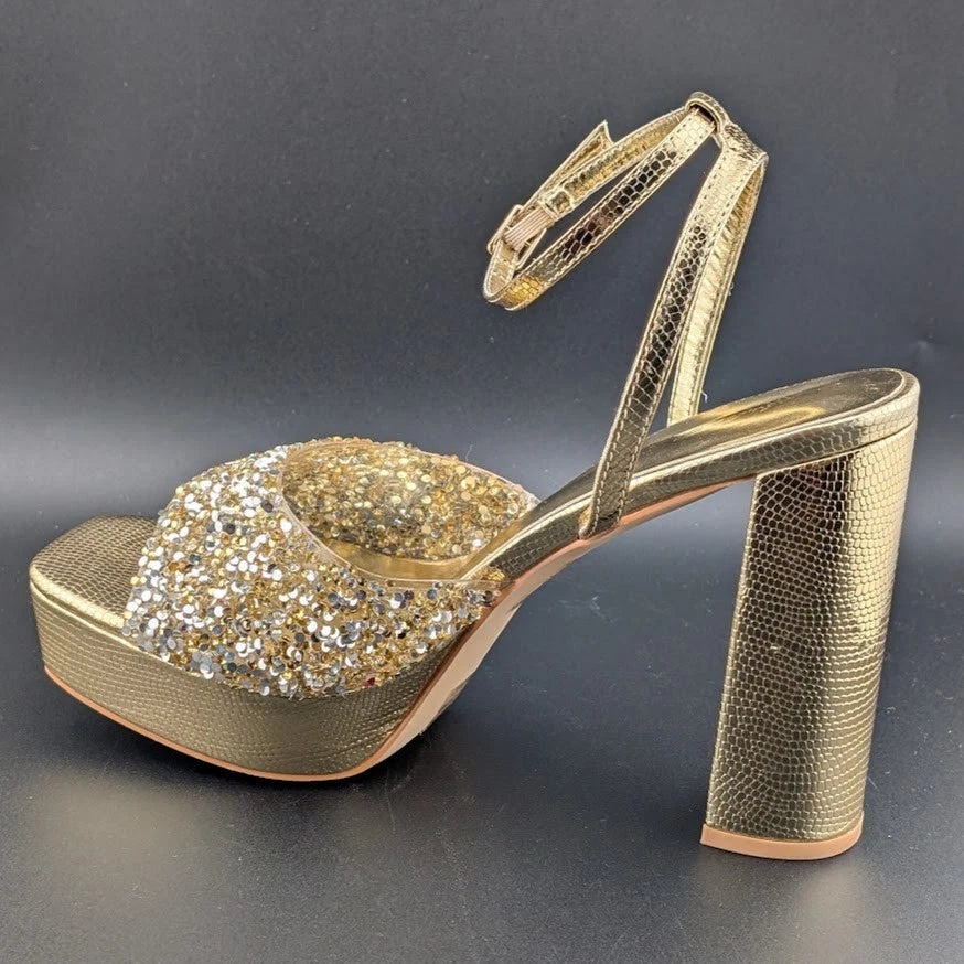 Elisabet Tang Size 9.5 Chunky Block Platform 5-in Heel Sandal w/ Open Square Toe SoleComfort.shoes