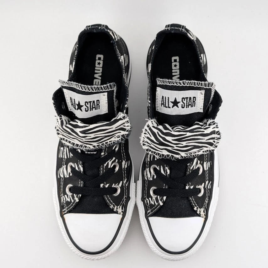 Converse Womens Size 6 CTAS OX Shoes Black White Zebra Sneakers Double Tongue SoleComfort.shoes