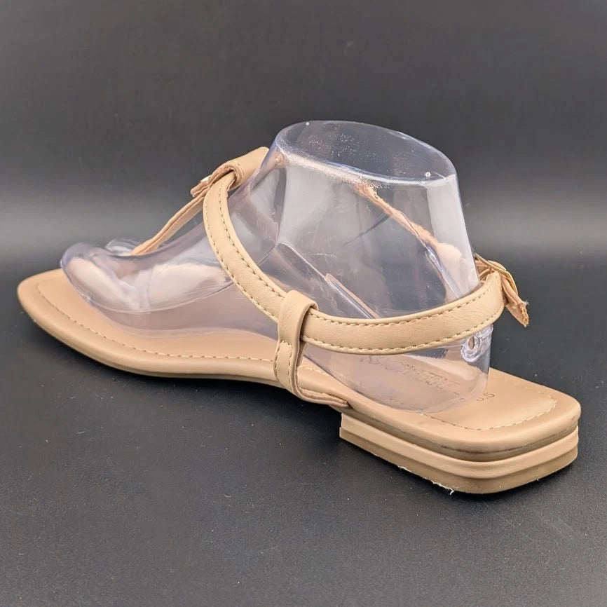 Women Size 8.5 T-Strap Thong Flat Sandals Square Toe Strappy Sandals SoleComfort.shoes