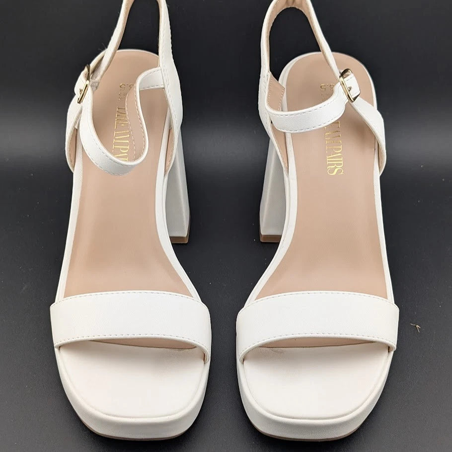 Women Sz 8.5 Block Chunky Platform High Heels Open Toe GISELLE Fashion Sandals SoleComfort.shoes