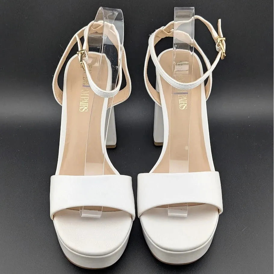 Dream Pairs Women Sz 9.5 White Platform Chunky Heels Pumps College Style Party Wedding Dream Pairs