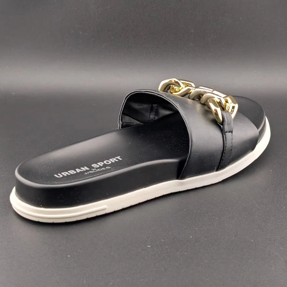 UrbanSport By J/Slides Women's Fruit Chain Comfort Sandal in Camel or Black Luxe SoleComfort.shoes