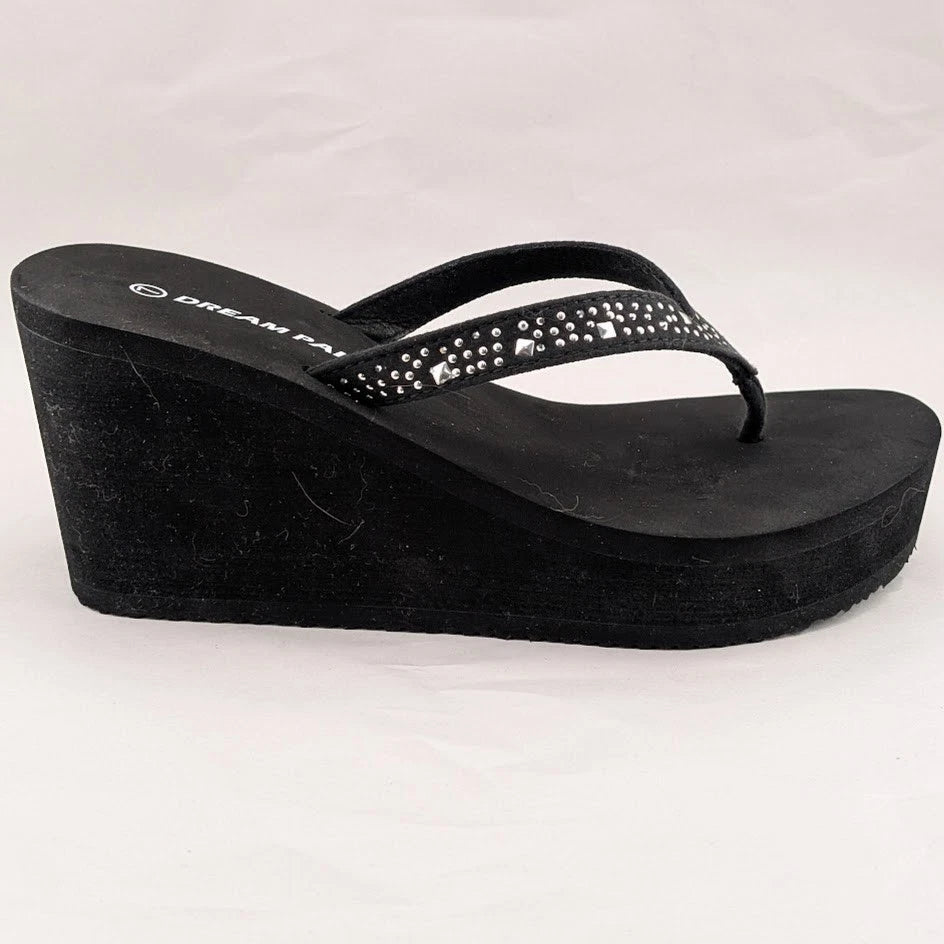 Womens Flip Flops High Wedge Heel Platform T-strap Open Toe Thong Beach Sandals SoleComfort.shoes