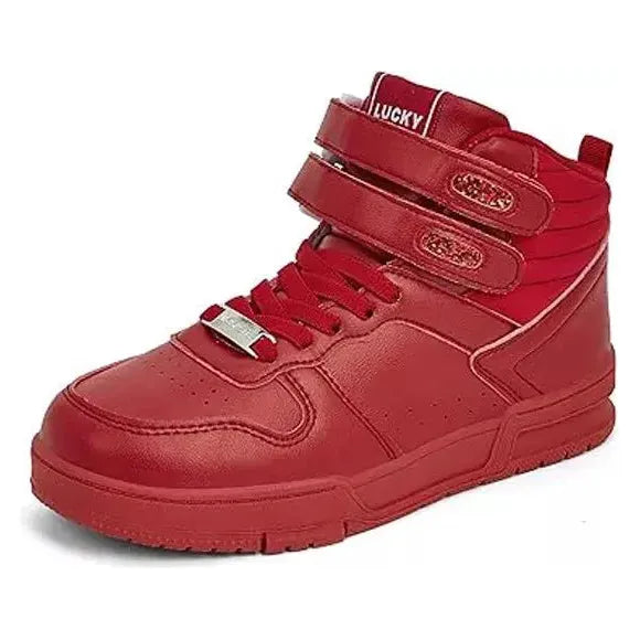 LUCKY STEP Women's Red High Top Fashion Sneakers Basketball Court Strap Size 6 Lucky Step