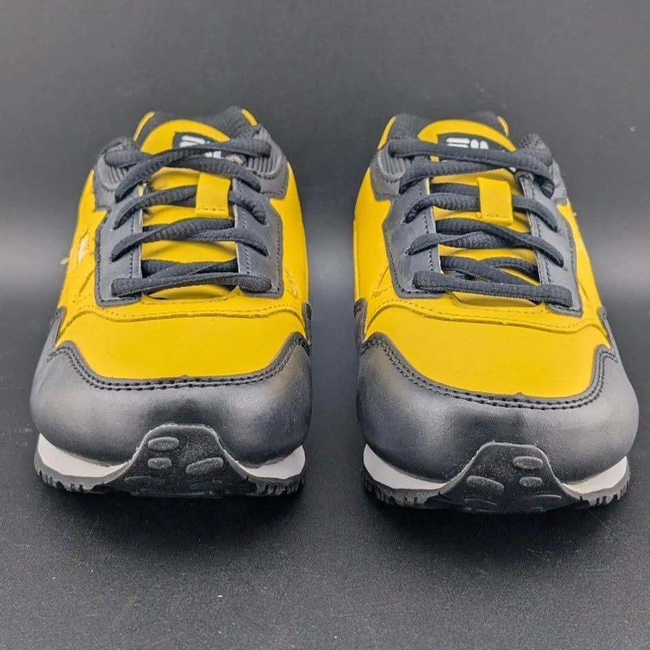Size 2 FILA Kids Unisex Cress Color Block Sneakers Lemon/White/Black Fila