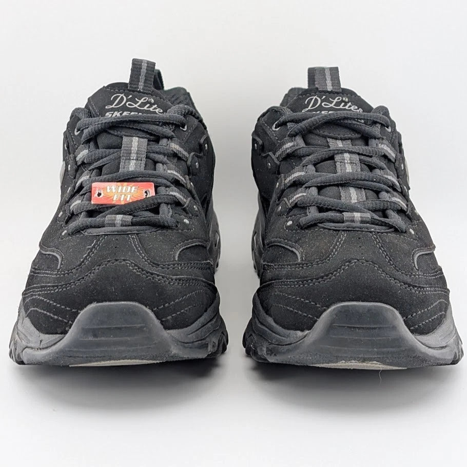 Skechers Womens Size 9.5W D'Lites Play On Black Lace-Up Oxford Sneaker 11949BBK Skechers