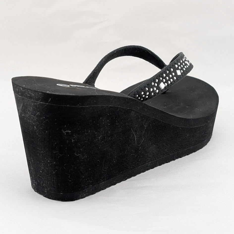 Womens Flip Flops High Wedge Heel Platform T-strap Open Toe Thong Beach Sandals SoleComfort.shoes