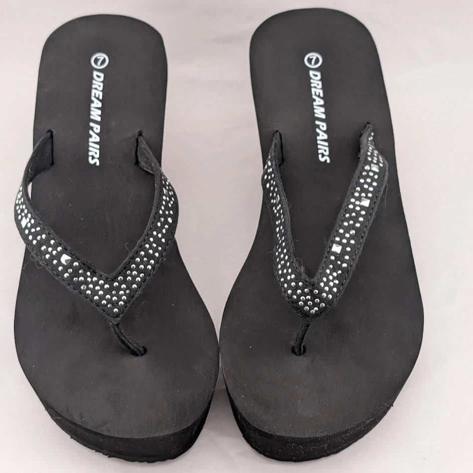 Womens Flip Flops High Wedge Heel Platform T-strap Open Toe Thong Beach Sandals SoleComfort.shoes