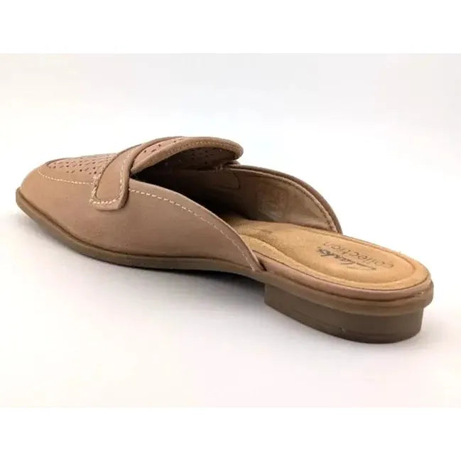 Clarks Collection Size 6 Wide Perforated Leather Mules Lyrical Rose Warm Beige Clarks