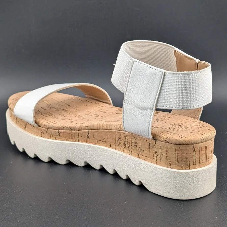 NIB Sun + Stone Women’s Red/White Cork Slip On Strappy Platform Sandal Open Toe Sun & Stone