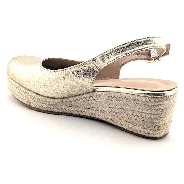 Womens Gold Closed-Toe Espadrilles | Slingback Wedge Platform Sandals EU 37 US 6 Unbranded