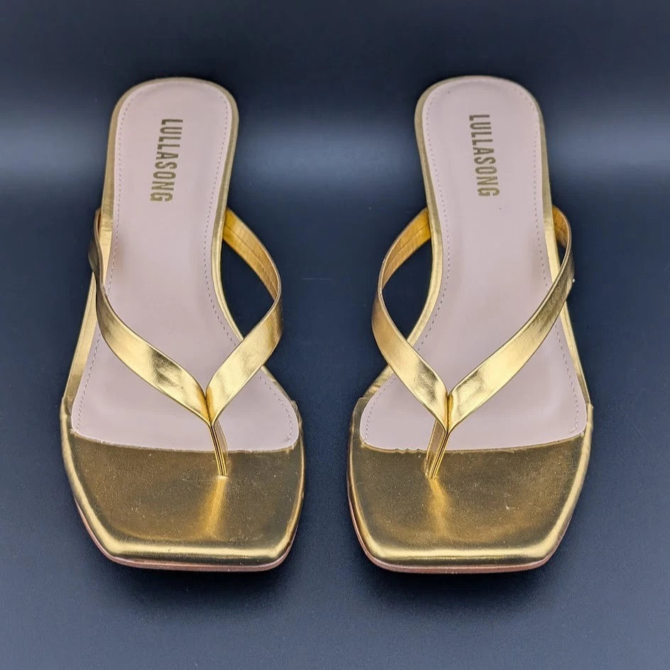 Women Flip Flop Low Kitten Heel Sandals Square Open Toe Thong Sandals Generic