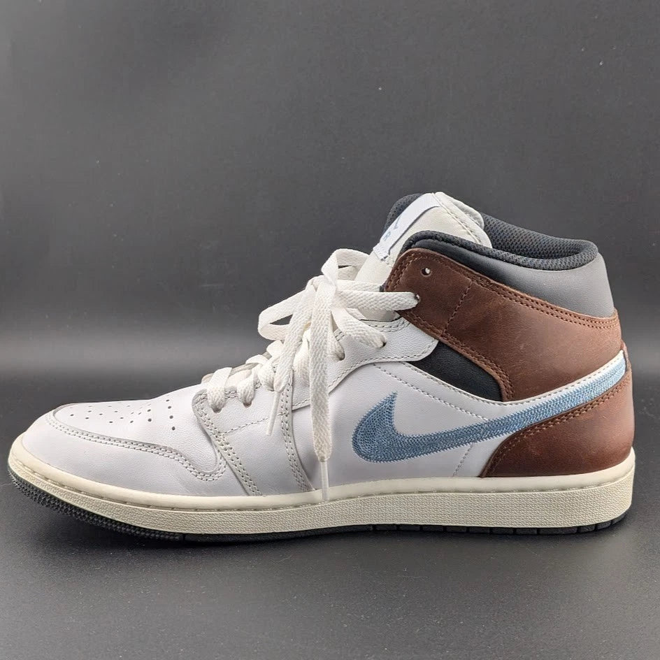 Jordan 1 Retro SE Mid Size 9.5 -Brown Blue Grey FQ7831-142 Sample Shoe SoleComfort.shoes