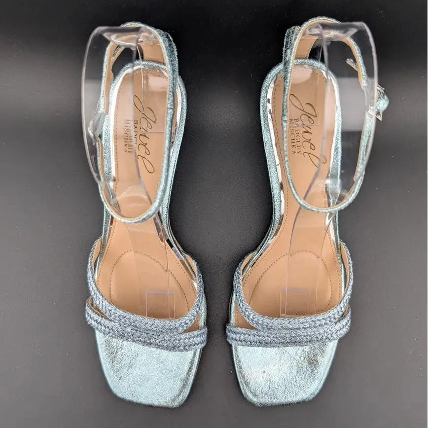 Jewel Badgley Mischka Size 6.5B Hayzel Metallic Kitten Heel Sandal NIB SoleComfort.shoes