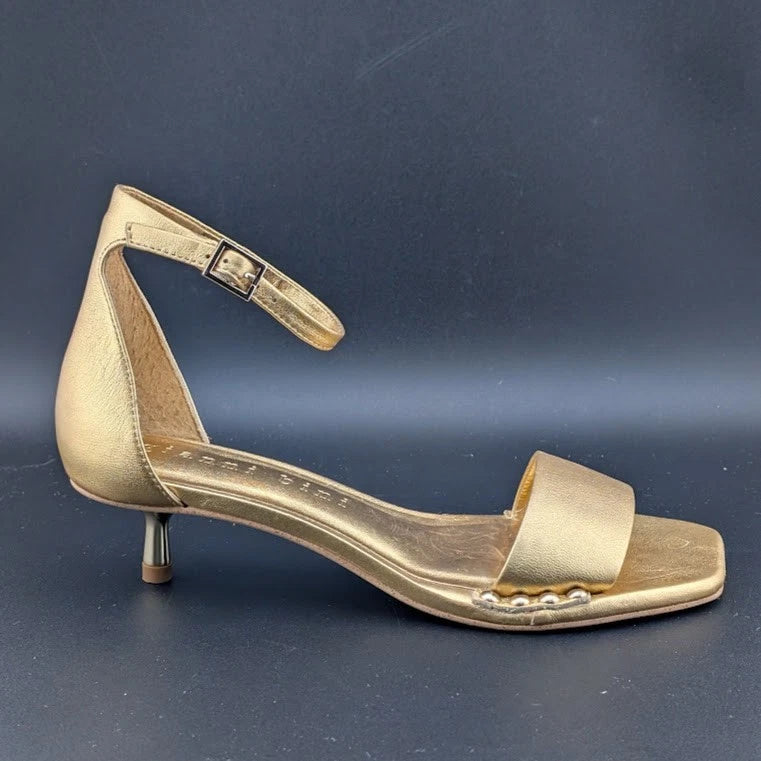 NEW Gianni Bini Gold Strap Kitten Heeled Sandals Size 5.5 Nordstrom Shelf Pull Gianni Bini