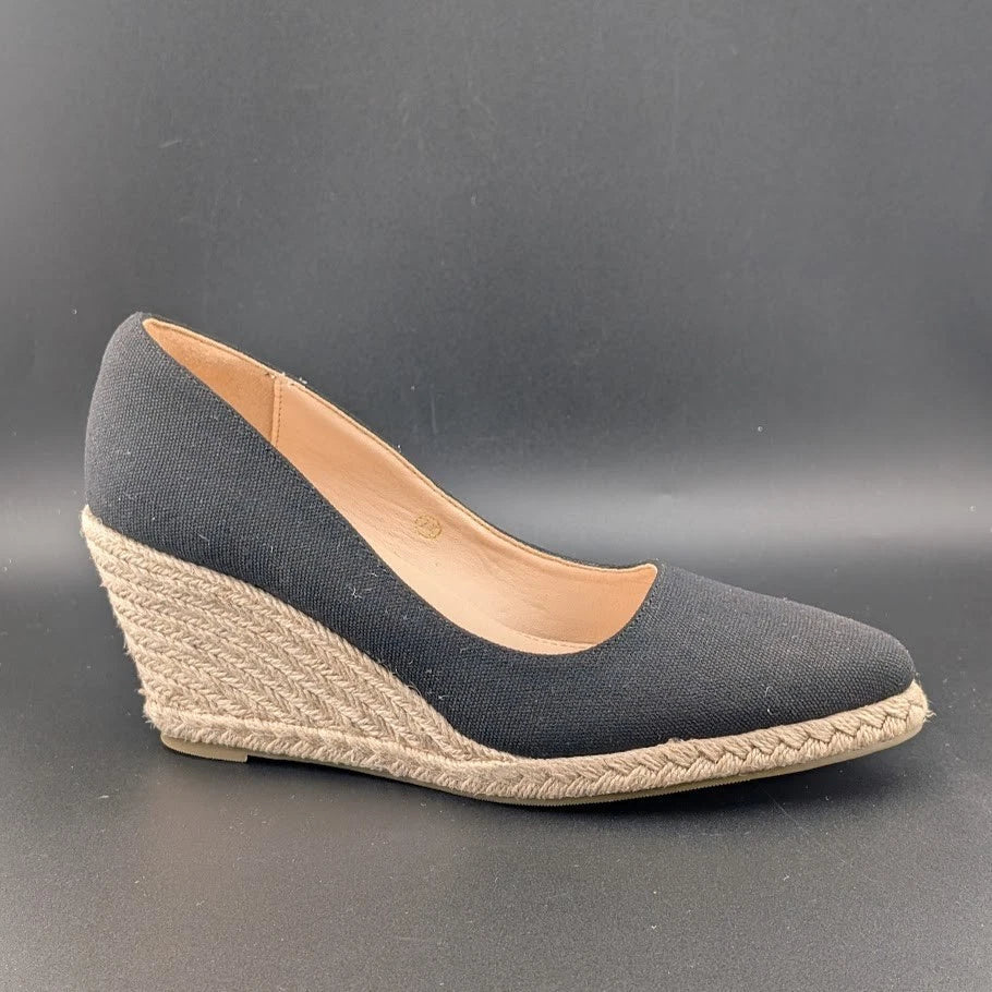 Ruanyu Women’s Size 7.5M Espadrille Wedge Pump Sandals Slip-On Shoes Pointed Toe SoleComfort.shoes